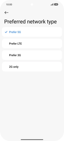 Press the required network mode. Press the required network mode.
