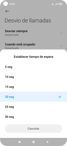 Si desvías las llamadas perdidas, tendrás que seleccionar un retardo para el desvío. Pulsa el retardo deseado y sigue las indicaciones de la pantalla para seleccionar el retardo deseado del desvío. Si desvías las llamadas perdidas, tendrás que seleccionar un retardo para el desvío. Pulsa el retardo deseado y sigue las indicaciones de la pantalla para seleccionar el retardo deseado del desvío.
