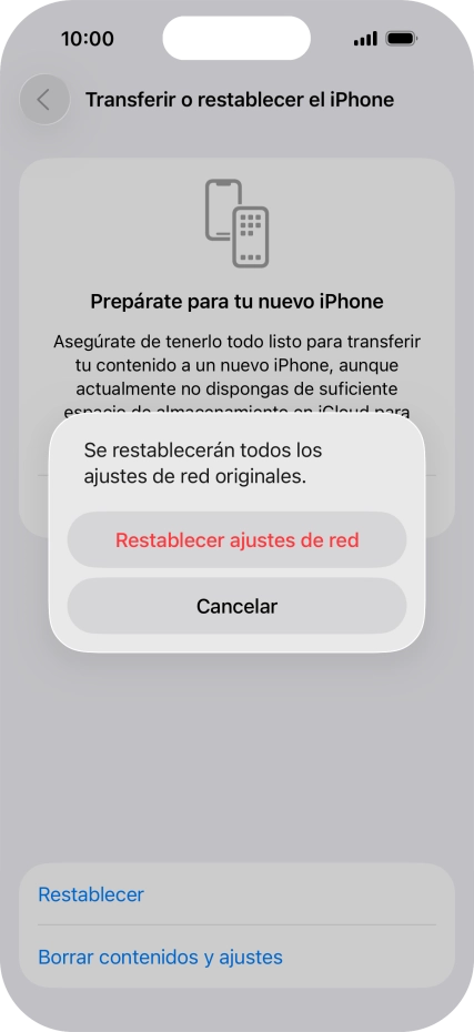 Pulsa Restablecer ajustes de red. Pulsa Restablecer ajustes de red.