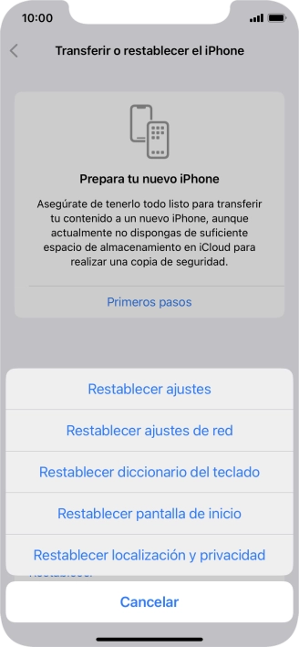Pulsa Restablecer ajustes. Pulsa Restablecer ajustes.