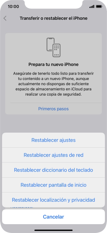 Pulsa Restablecer ajustes. Pulsa Restablecer ajustes.
