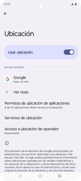 Pulsa Permisos de ubicación de aplicaciones. Pulsa Permisos de ubicación de aplicaciones.