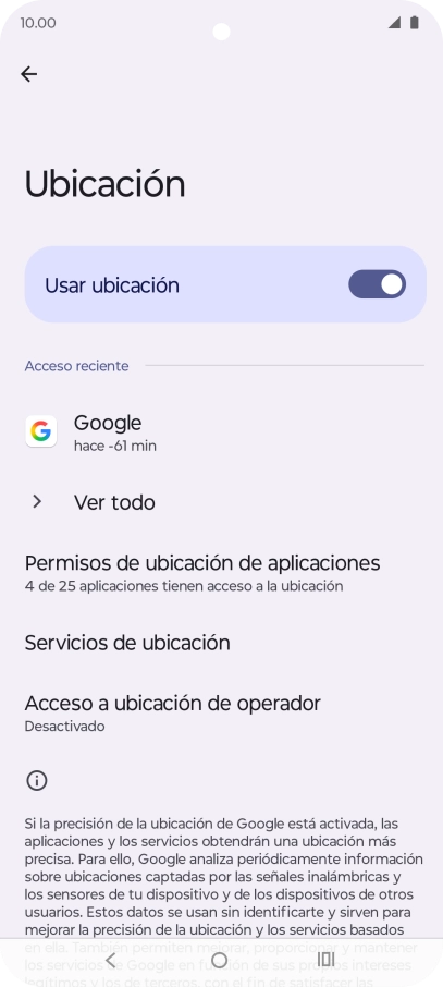 Pulsa Permisos de ubicación de aplicaciones. Pulsa Permisos de ubicación de aplicaciones.