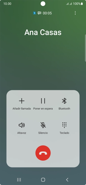 Pulsa el icono de finalizar llamada.