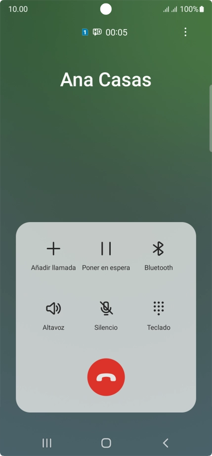 Pulsa el icono de finalizar llamada.