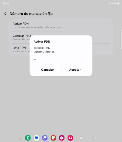 Introduce el código PIN2 y pulsa Aceptar. Introduce el código PIN2 y pulsa Aceptar.