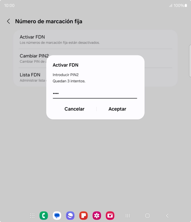 Introduce el código PIN2 y pulsa Aceptar. Introduce el código PIN2 y pulsa Aceptar.