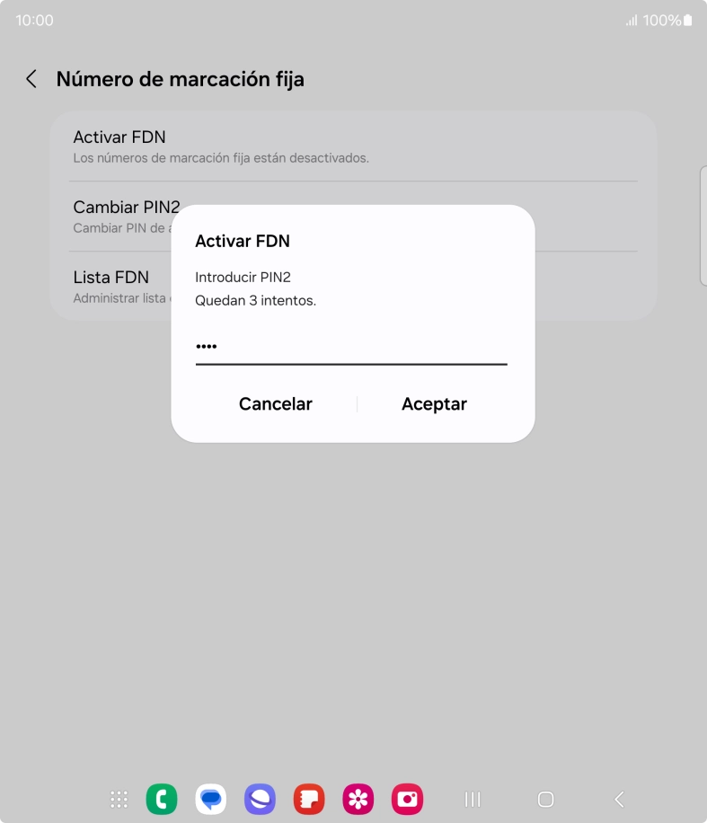 Introduce el código PIN2 y pulsa Aceptar. Introduce el código PIN2 y pulsa Aceptar.