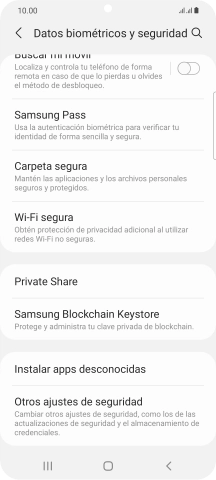 Pulsa Otros ajustes de seguridad. Pulsa Otros ajustes de seguridad.