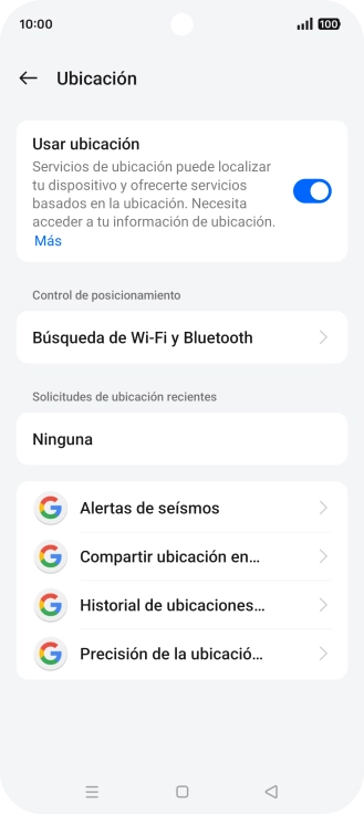 Pulsa Precisión de la ubicació.... Pulsa Precisión de la ubicació....