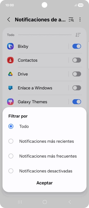 Pulsa el ajuste deseado. Pulsa el ajuste deseado.