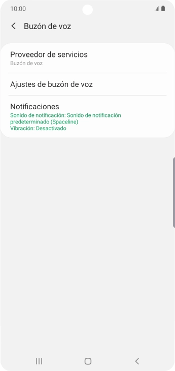 Pulsa Ajustes de buzón de voz. Pulsa Ajustes de buzón de voz.