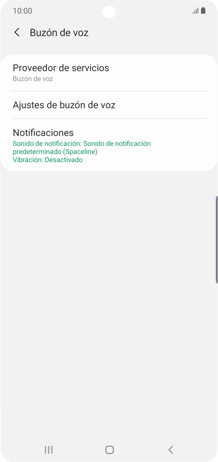 Pulsa Ajustes de buzón de voz. Pulsa Ajustes de buzón de voz.