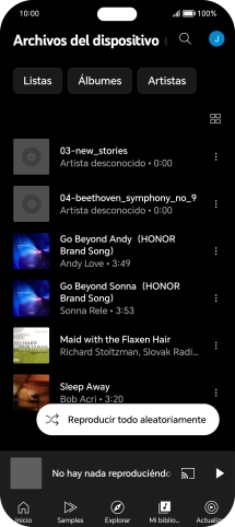 Pulsa el archivo de música deseado. Pulsa el archivo de música deseado.