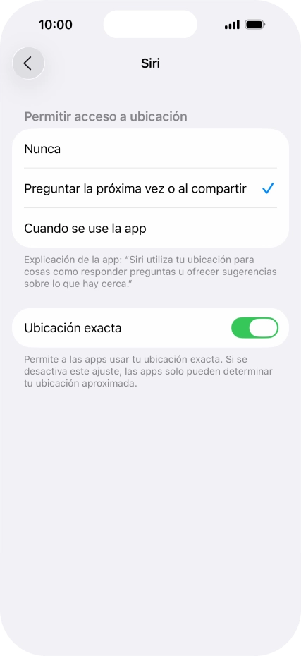 Pulsa el ajuste deseado para activar o desactivar la función. Pulsa el ajuste deseado para activar o desactivar la función.