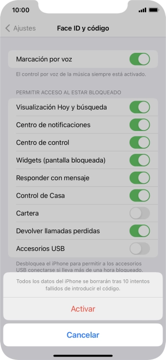 Si activas la función, pulsa Activar. Si activas la función, pulsa Activar.
