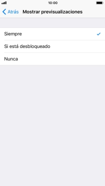 Para seleccionar la vista previa de las notificaciones en la pantalla de bloqueo, pulsa Siempre.