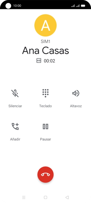 Pulsa el icono de finalizar llamada. Pulsa el icono de finalizar llamada.