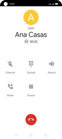Pulsa el icono de finalizar llamada. Pulsa el icono de finalizar llamada.