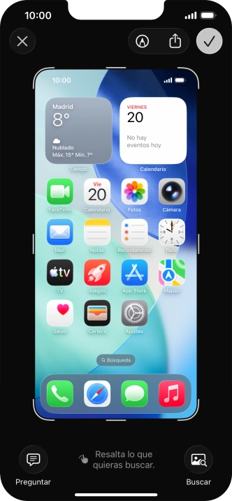 Sigue las indicaciones de la pantalla para editar y guardar tu pantallazo. Sigue las indicaciones de la pantalla para editar y guardar tu pantallazo.