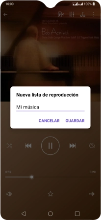 Introduce el nombre deseado de la lista de reproducción y pulsa GUARDAR. Introduce el nombre deseado de la lista de reproducción y pulsa GUARDAR.