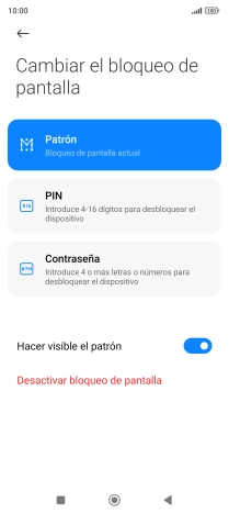 Pulsa Desactivar bloqueo de pantalla e introduce el código de seguridad extra que has creado anteriormente. Pulsa Desactivar bloqueo de pantalla e introduce el código de seguridad extra que has creado anteriormente.