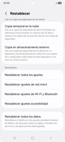 Pulsa Restablecer ajustes de red móvil. Pulsa Restablecer ajustes de red móvil.