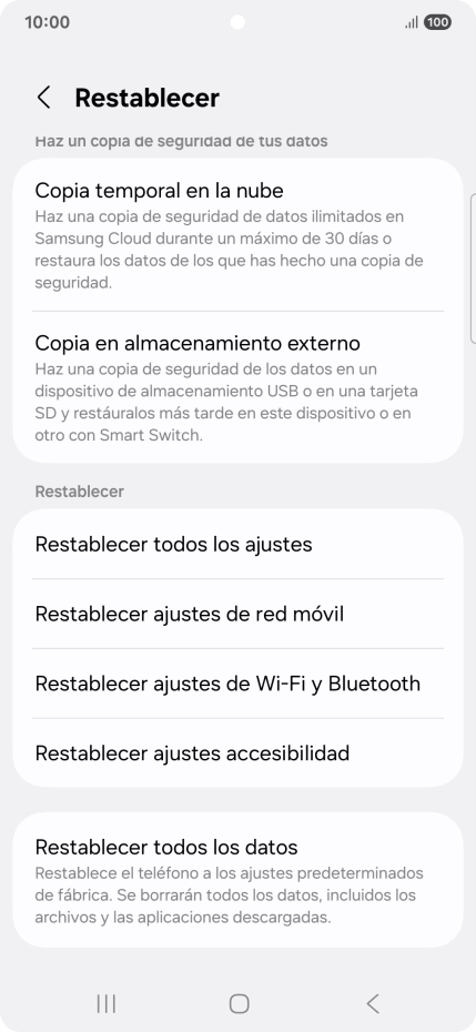 Pulsa Restablecer ajustes de red móvil. Pulsa Restablecer ajustes de red móvil.