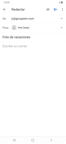 Pulsa en el campo de escritura y escribe el texto del correo electrónico. Pulsa en el campo de escritura y escribe el texto del correo electrónico.