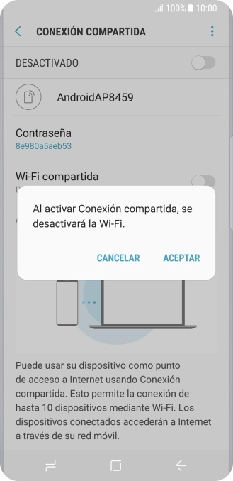 Si la función de wifi está activada, pulsa ACEPTAR. Si la función de wifi está activada, pulsa ACEPTAR.