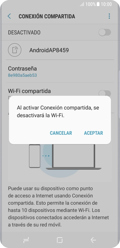 Si la función de wifi está activada, pulsa ACEPTAR. Si la función de wifi está activada, pulsa ACEPTAR.