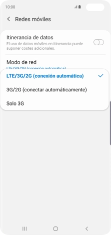 Pulsa el tipo de red deseado.