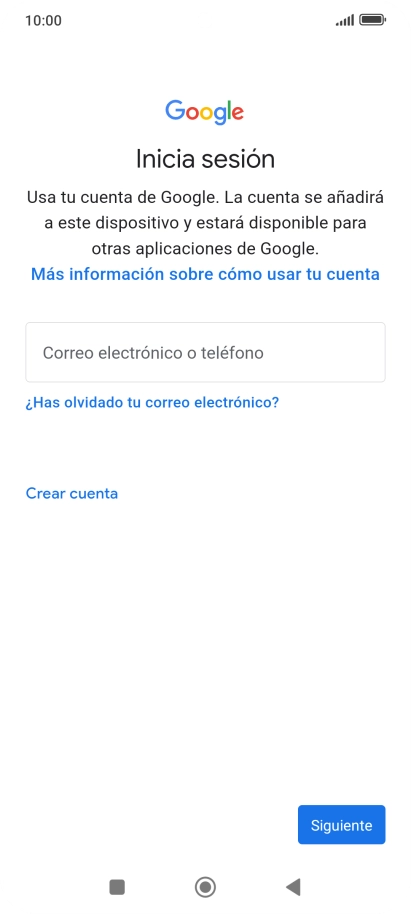 Si no tienes una cuenta de Google, pulsa Crear cuenta y sigue las indicaciones de la pantalla para ver cómo crear una cuenta nueva.