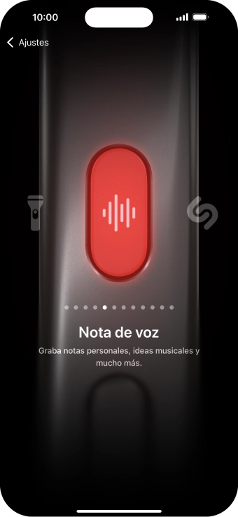 Desliza el dedo hacia la derecha o hacia la izquierda por la pantalla para seleccionar la función deseada. Desliza el dedo hacia la derecha o hacia la izquierda por la pantalla para seleccionar la función deseada.