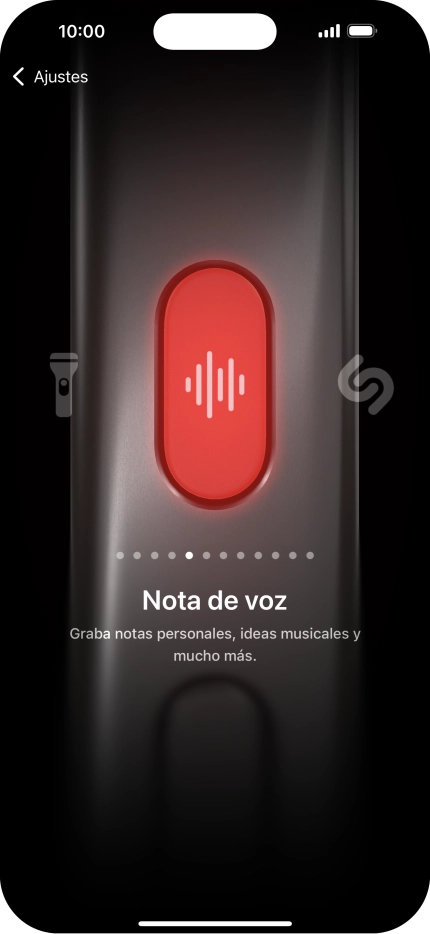 Desliza el dedo hacia la derecha o hacia la izquierda por la pantalla para seleccionar la función deseada. Desliza el dedo hacia la derecha o hacia la izquierda por la pantalla para seleccionar la función deseada.