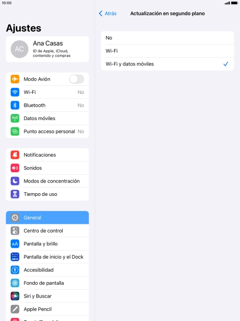 Para desactivar la actualización de apps en ejecución, pulsa No. Para desactivar la actualización de apps en ejecución, pulsa No.