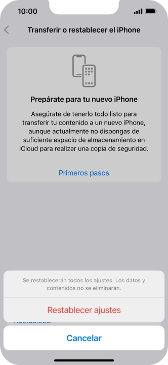 Pulsa Restablecer ajustes. Pulsa Restablecer ajustes.