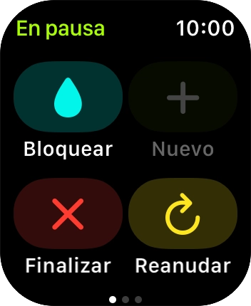 Pulsa Finalizar para detener el ejercicio de entrenamiento. Pulsa Finalizar para detener el ejercicio de entrenamiento.