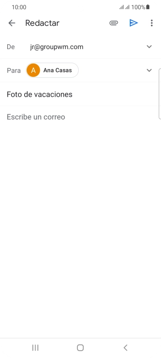 Pulsa en el campo de escritura y escribe el texto del correo electrónico. Pulsa en el campo de escritura y escribe el texto del correo electrónico.