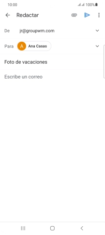 Pulsa en el campo de escritura y escribe el texto del correo electrónico. Pulsa en el campo de escritura y escribe el texto del correo electrónico.