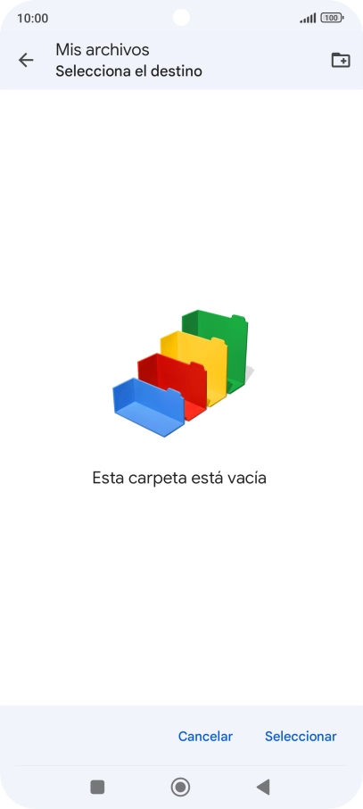 Si deseas crear una nueva carpeta, pulsa el icono de nueva carpeta y sigue las indicaciones de la pantalla para crearla. Si deseas crear una nueva carpeta, pulsa el icono de nueva carpeta y sigue las indicaciones de la pantalla para crearla.