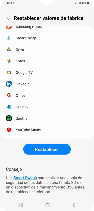 Pulsa Restablecer.