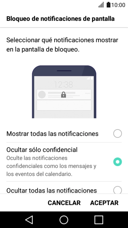 Pulsa el ajuste deseado. Pulsa el ajuste deseado.