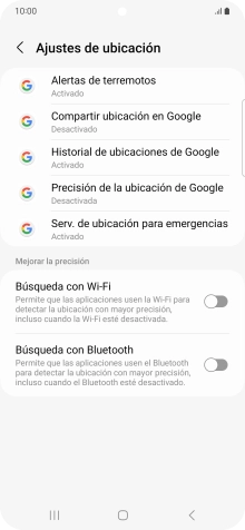 Pulsa Precisión de la ubicación de Google. Pulsa Precisión de la ubicación de Google.