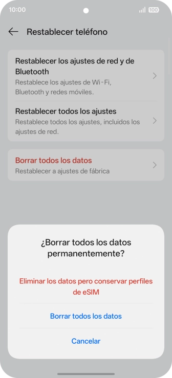 Pulsa el ajuste deseado. Pulsa el ajuste deseado.