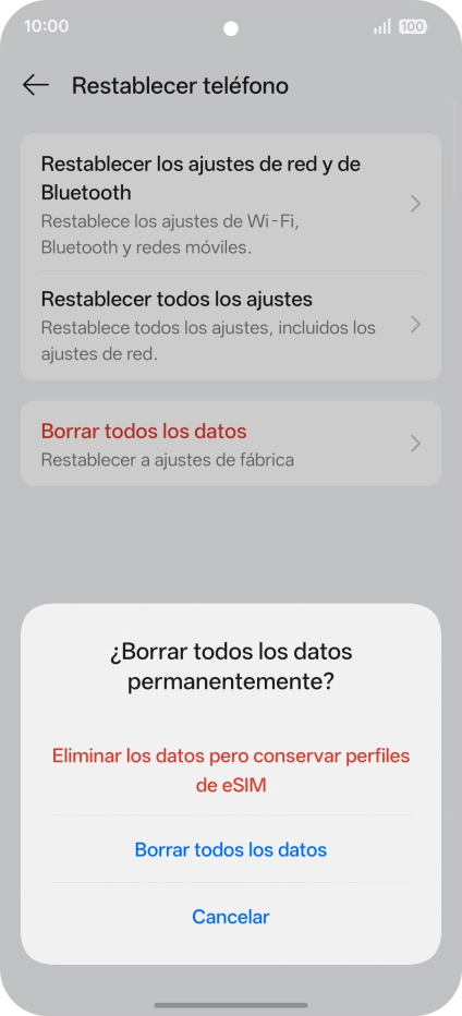 Pulsa el ajuste deseado. Pulsa el ajuste deseado.