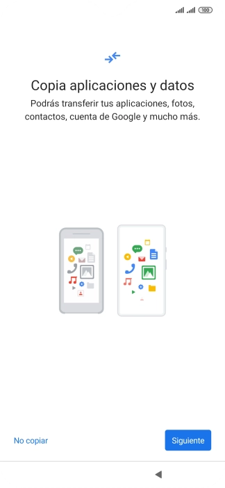 Puedes transferir el contenido de otro teléfono cuando activas tu teléfono por primera vez y cuando lo has restablecido. Cuando aparezca en la pantalla del teléfono esta imagen, ya está listo para la transmisión del contenido del otro teléfono. Puedes transferir el contenido de otro teléfono cuando activas tu teléfono por primera vez y cuando lo has restablecido. Cuando aparezca en la pantalla del teléfono esta imagen, ya está listo para la transmisión del contenido del otro teléfono.