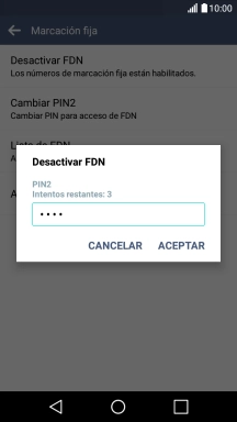 Introduce el código PIN2 y pulsa ACEPTAR. Introduce el código PIN2 y pulsa ACEPTAR.
