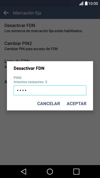 Introduce el código PIN2 y pulsa ACEPTAR. Introduce el código PIN2 y pulsa ACEPTAR.