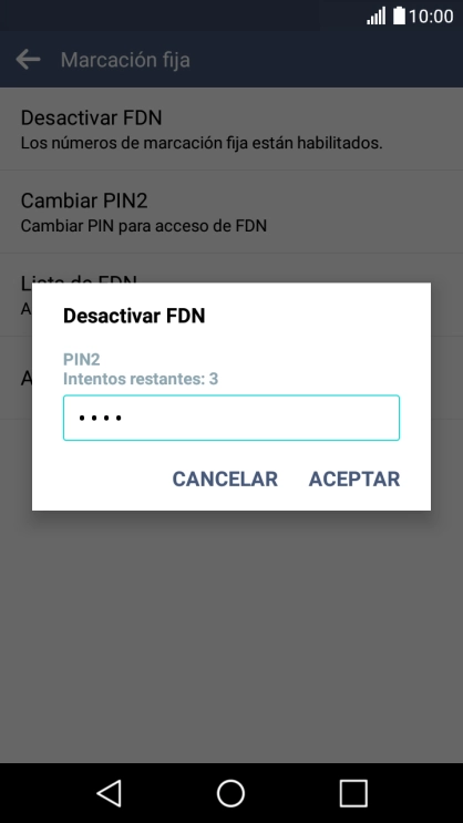 Introduce el código PIN2 y pulsa ACEPTAR. Introduce el código PIN2 y pulsa ACEPTAR.